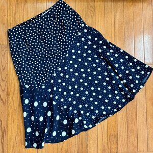 Boden Alina Mixed Polka Dot Midi Skirt – Navy/white– Size 10P